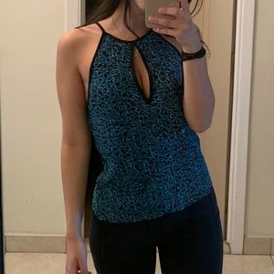 Blue and black top